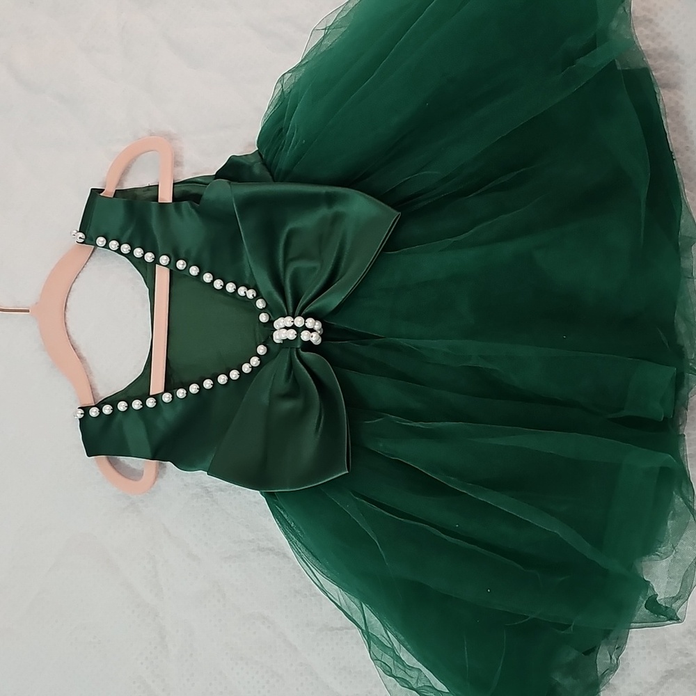 Elegant Green Kids Dress - Picture 2 of 5